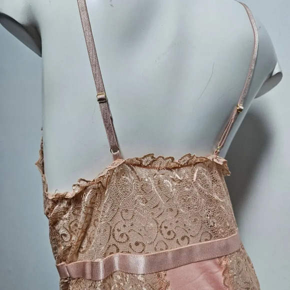 New Even peachy pink deep V snap crotch lace teddy lingerie - Picture 4 of 8